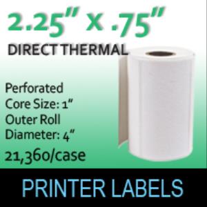 Direct Thermal Labels 2.25" x .75" Perf